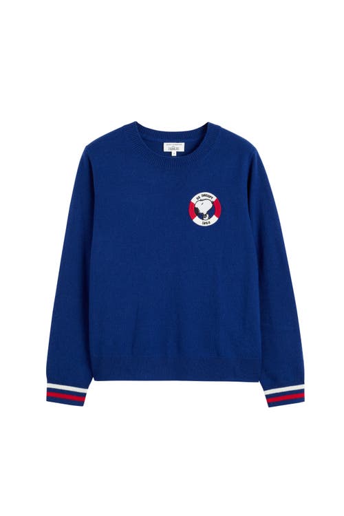 Chinti & Parker Blue Wool-cashmere Snoopy Nautical Sweater In Admiral Blue/multi