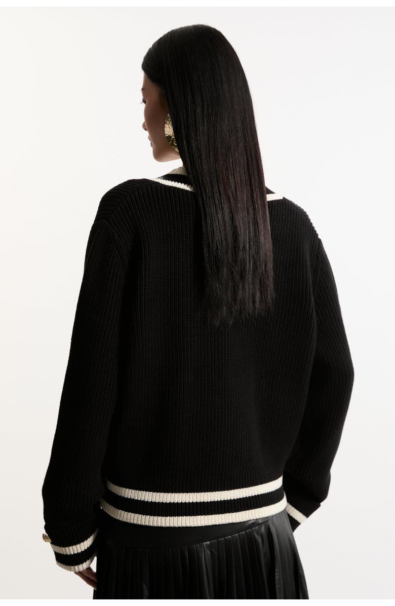 Karen Millen Cotton V-Neck Knit Boxy Jumper, Alternate, color, Black