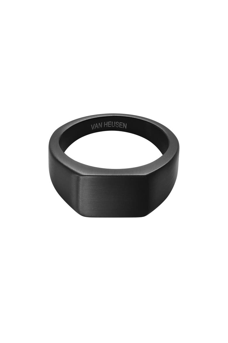 Men's Signet Ring, Main, color, BLACK