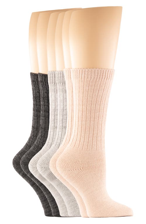 Felina Assorted 3-pack Crew Socks In Black/grey/beige