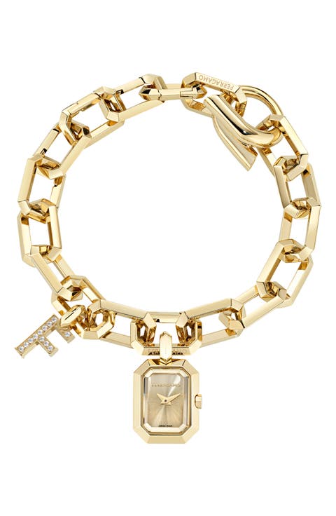 'F' Charm Bracelet Watch, 16mm x 21mm