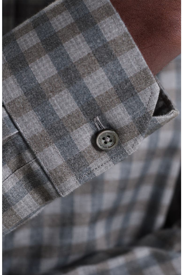 Karl Shaped Fit Plaid Cotton Button-Up Shirt, Alternate, color, WALNUT