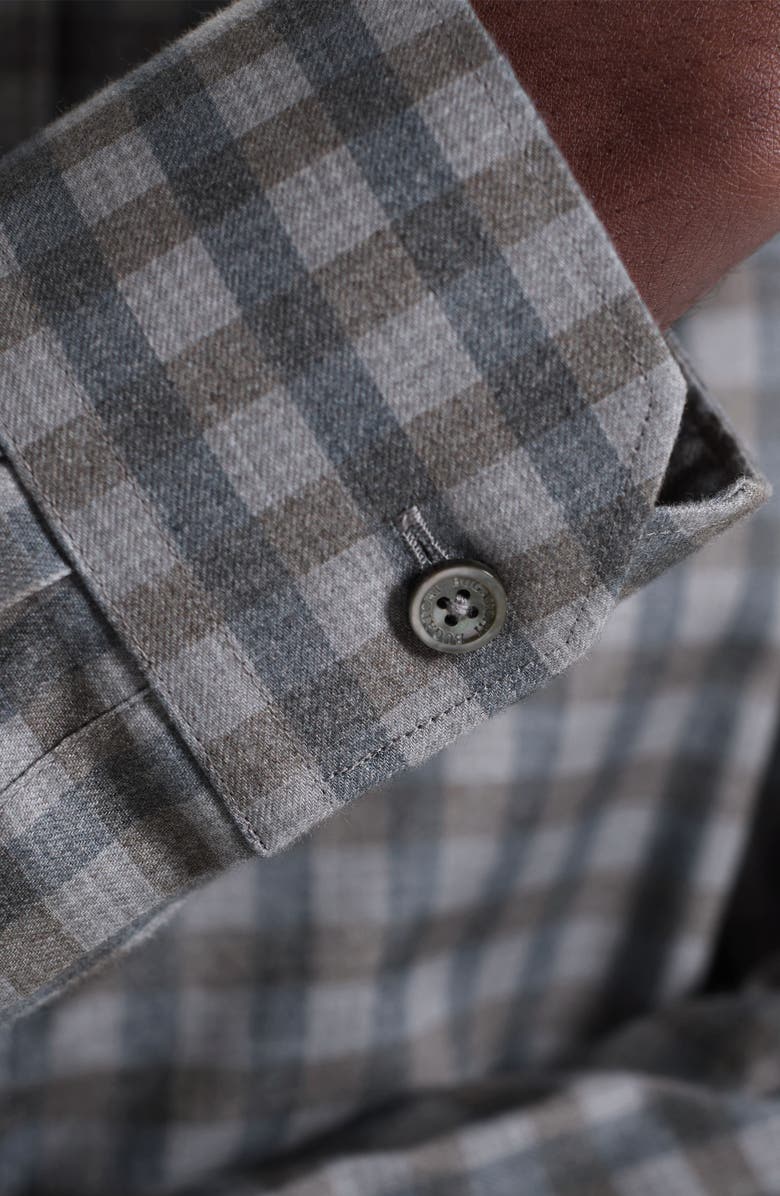 Bugatchi Karl Shaped Fit Plaid Cotton Button-Up Shirt, Alternate, color, Walnut