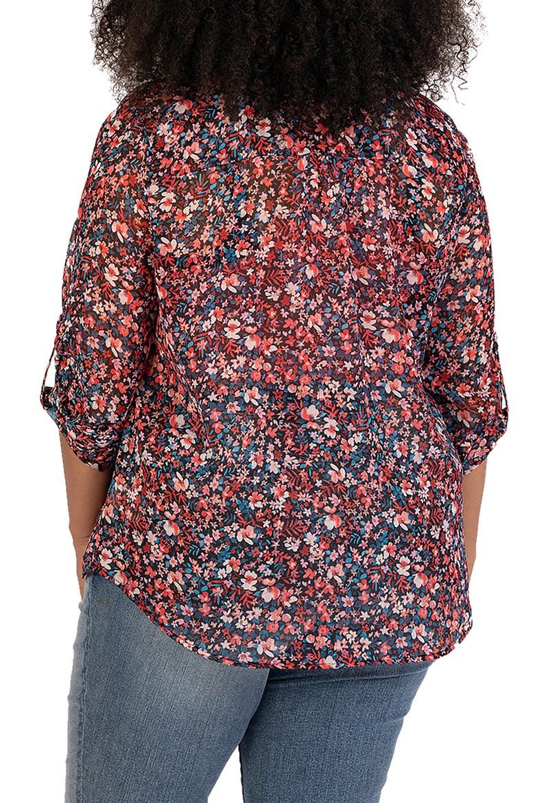 Jasmine Roll Sleeve Top, Alternate, color, POTENZA-BLACK/ RED/ BLUE