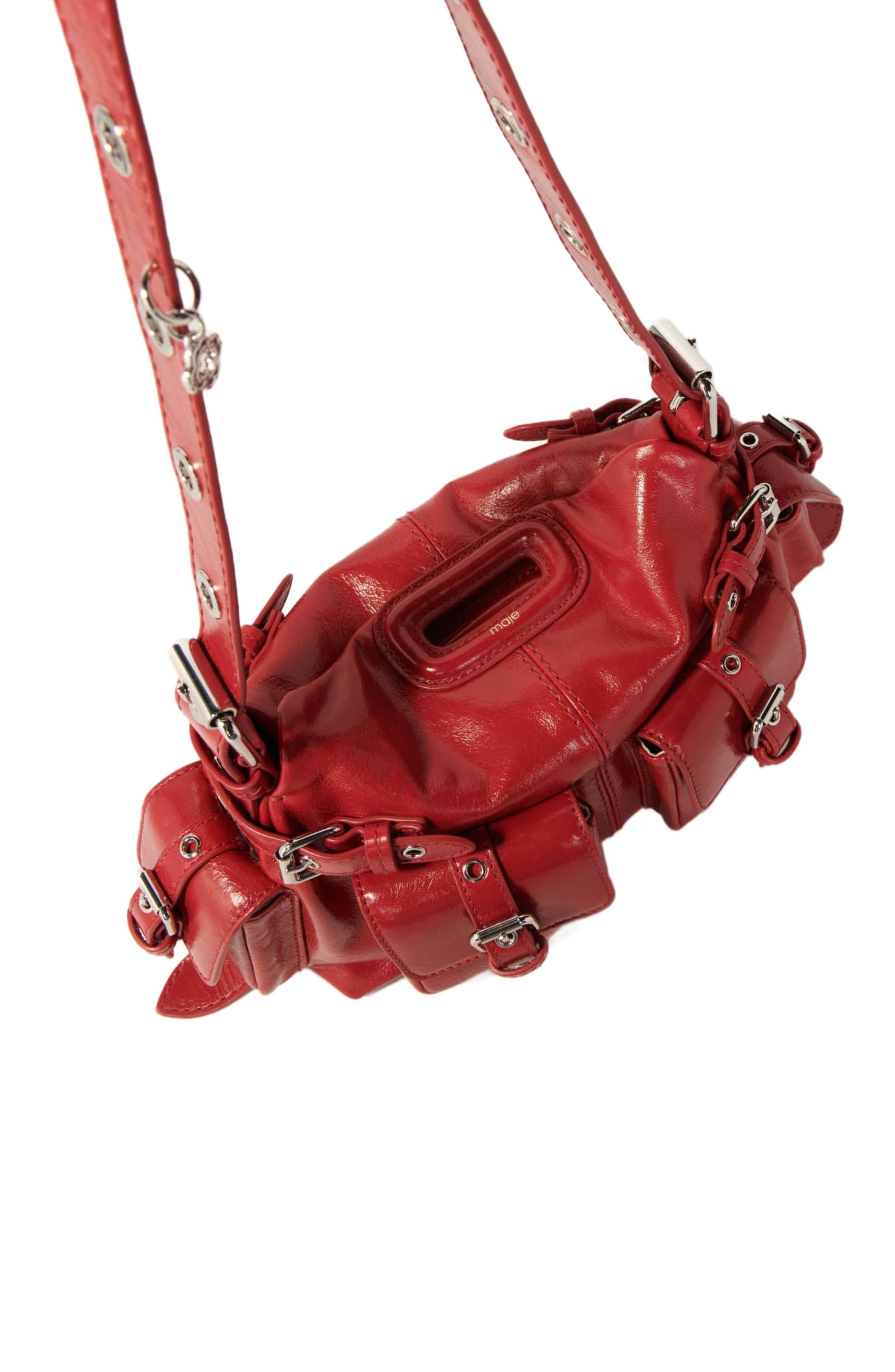 maje Miss M Mini cargo leather bag, Alternate, color, 