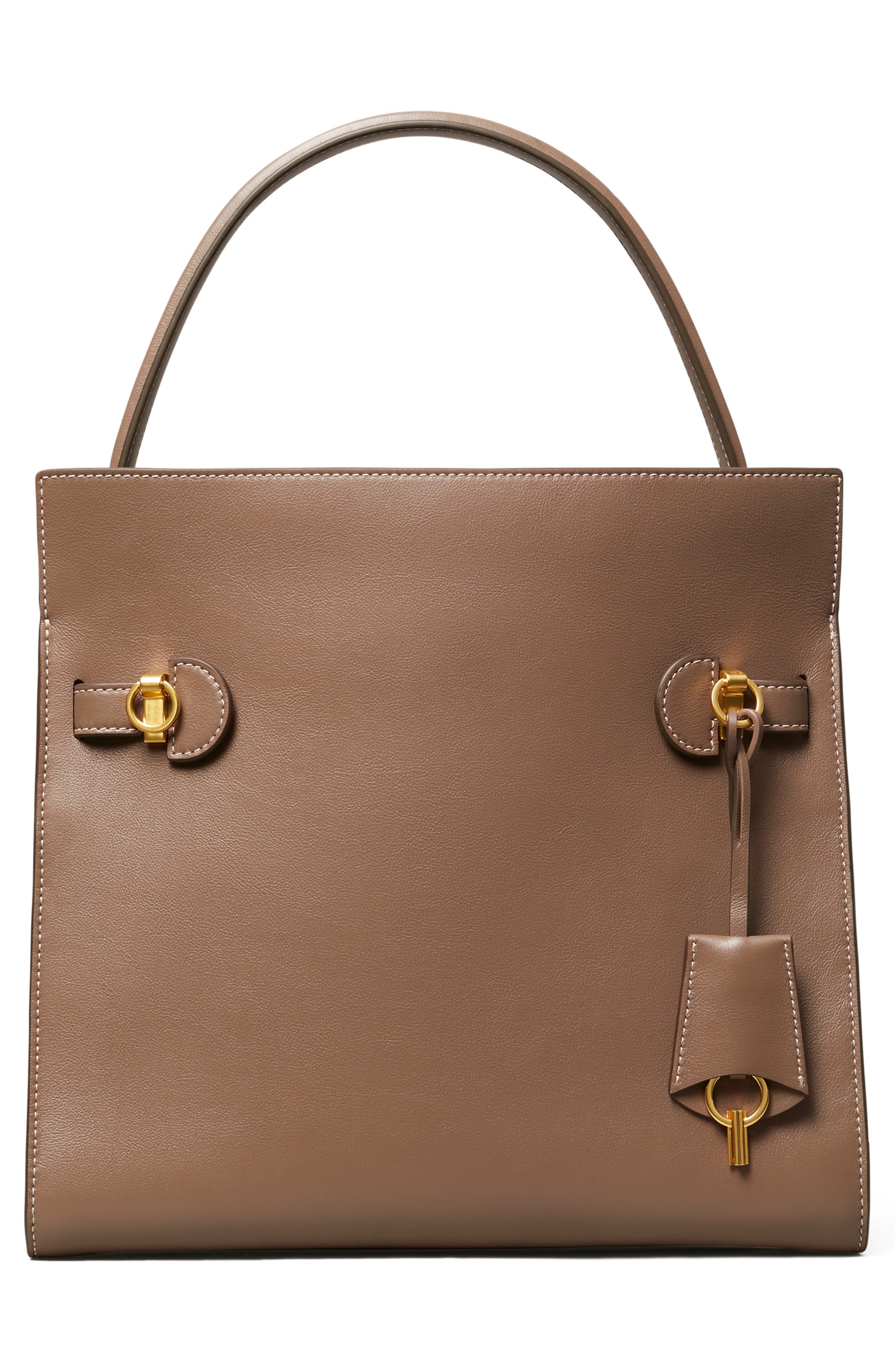 Tory Burch Lee Radziwill Leather Double Bag, Alternate, color, 