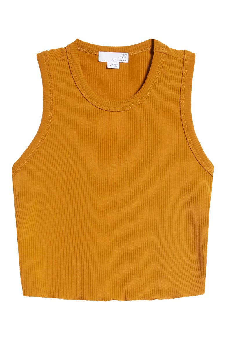 Ribbed Racerback Crop Tank, Alternate, color, DIJON