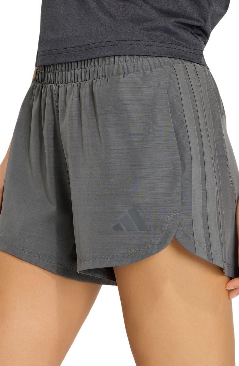 adidas Pacer Workout Woven High Waist Shorts, Alternate, color, Dark Grey Heather
