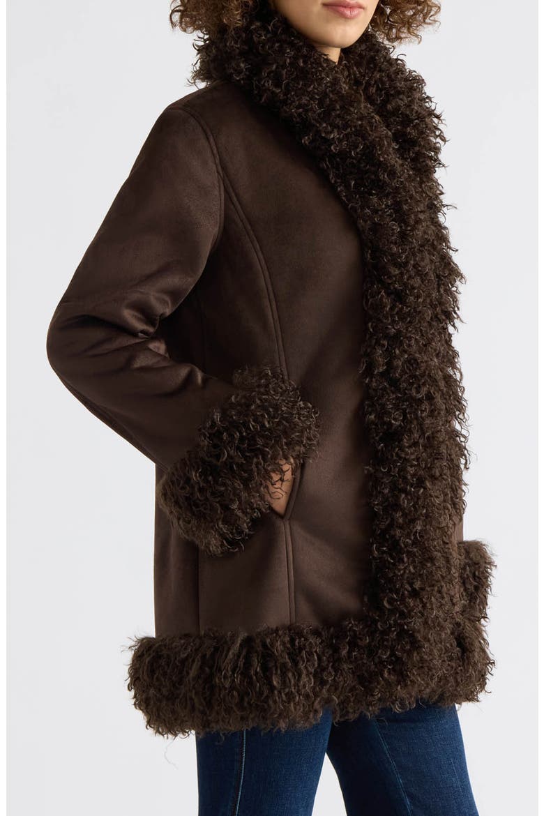 Liv Faux Fur & Faux Shearling Jacket, Alternate, color, CHOCOLATE