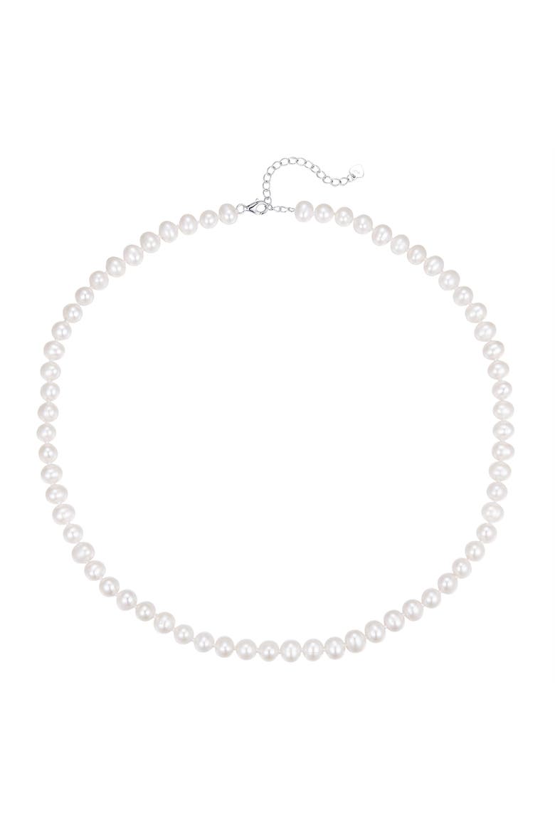 Freshwater Pearls Necklace with White Gold Vermeil, Main, color, White