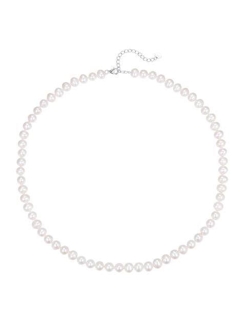 Freshwater Pearls Necklace with White Gold Vermeil