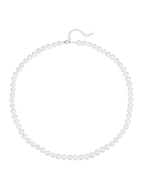 Miss Circle Freshwater Pearls Necklace With White Gold Vermeil In Metallic