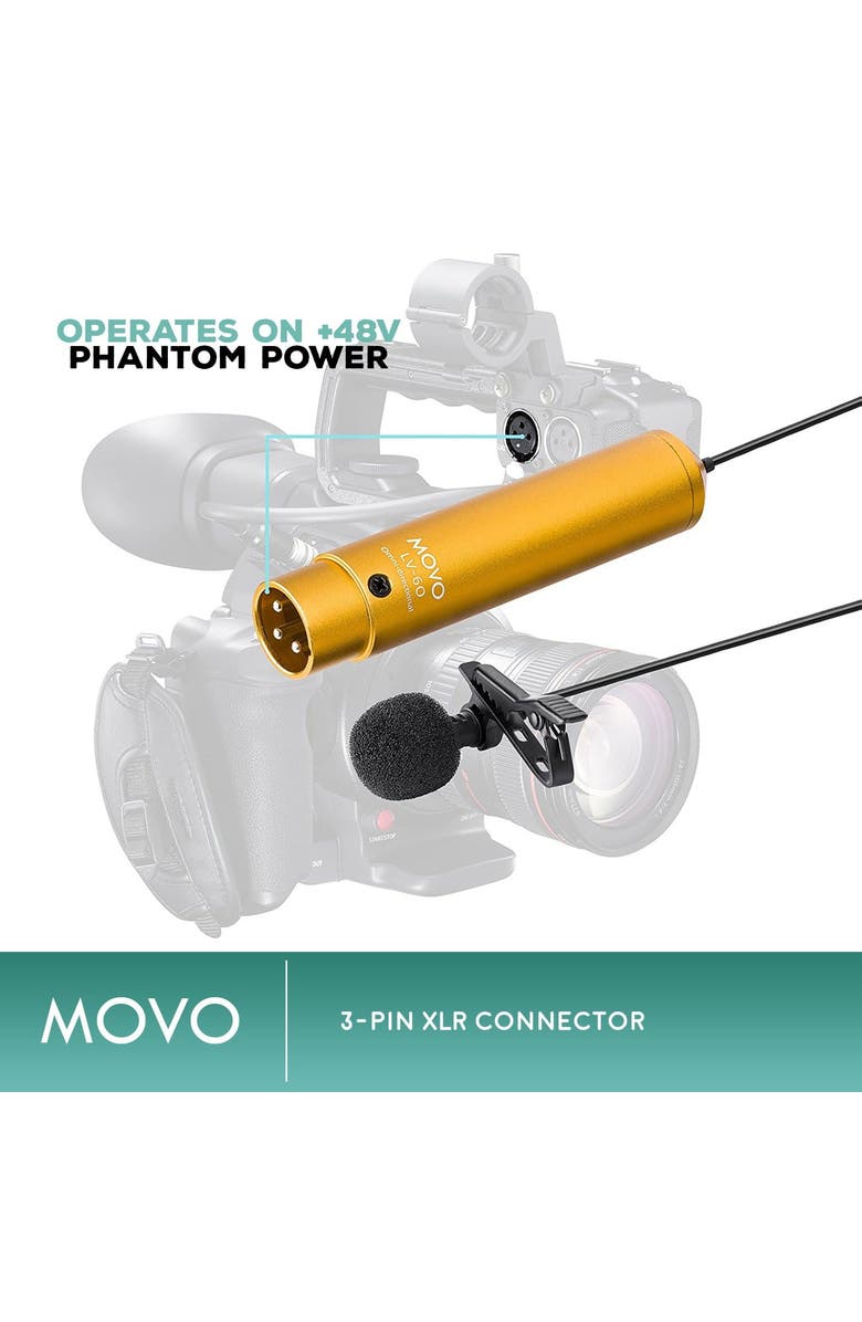 MOVO LV-6 Omnidirectional XLR Lavalier Mic - Phantom Powered, Alternate, color, Black