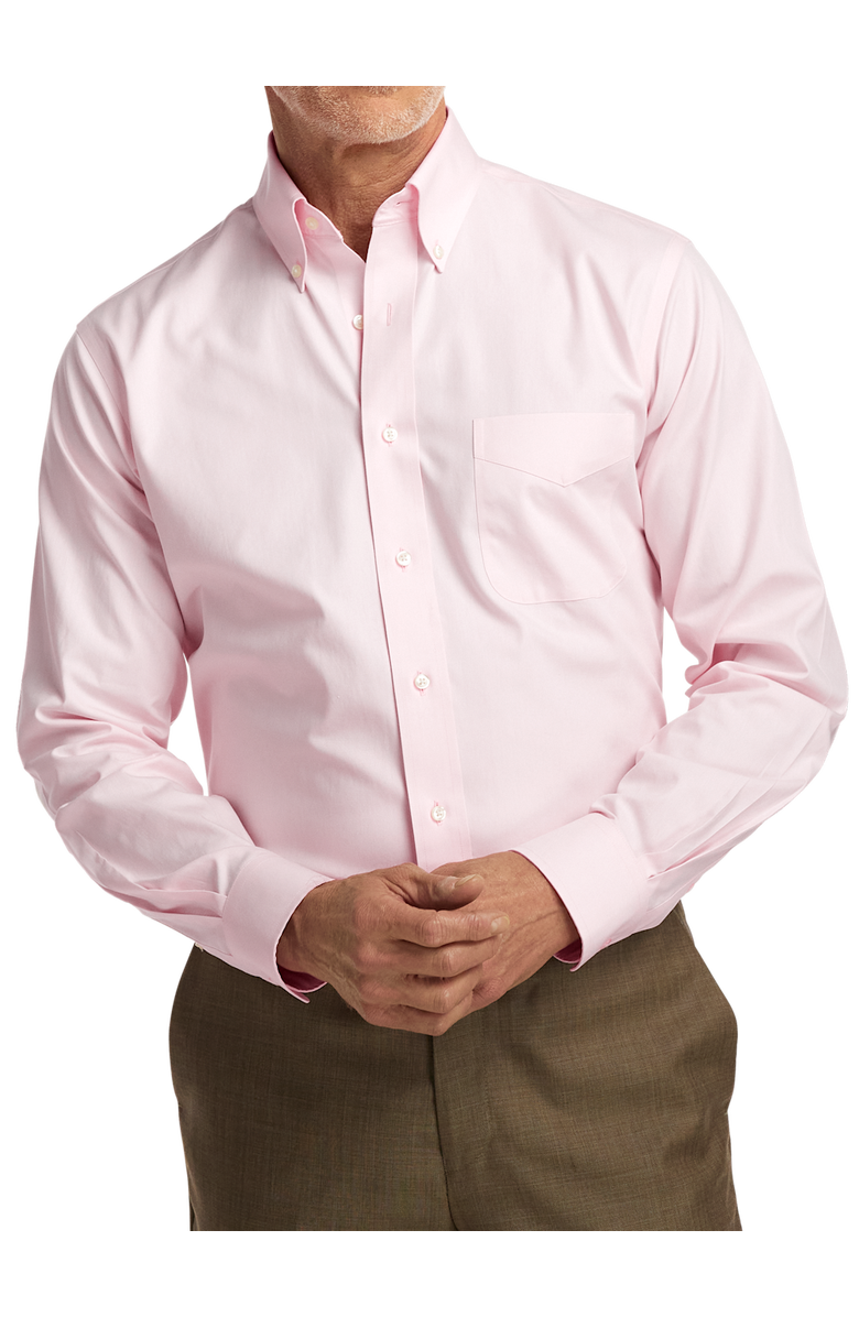 Paul Fredrick Slim Fit Non-iron Cotton Pinpoint Solid Button Down Collar Dress Shirt, Alternate, color, Pink