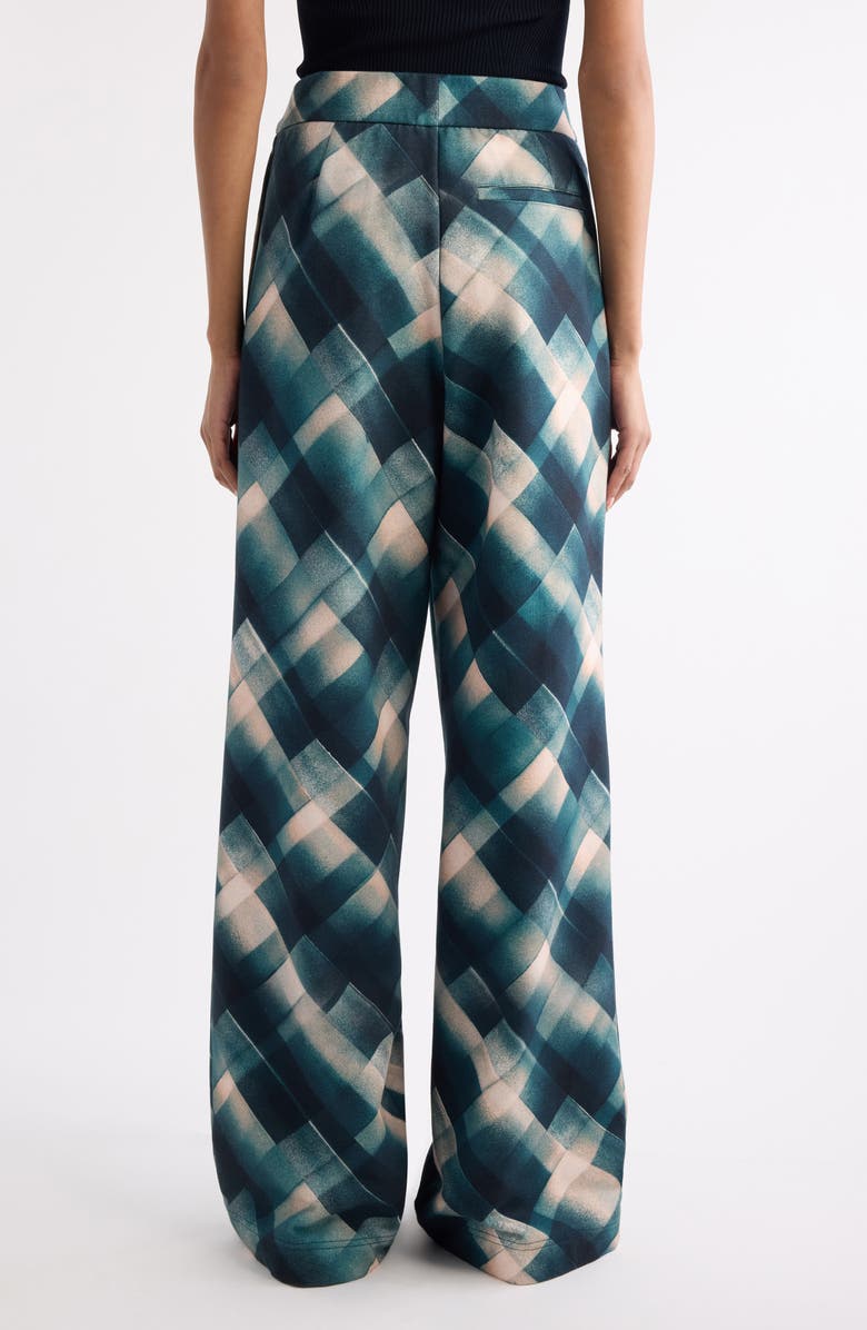 Dries Van Noten Hartia Spray Check Pleated Wide Leg Cotton Pants, Alternate, color, Bottle