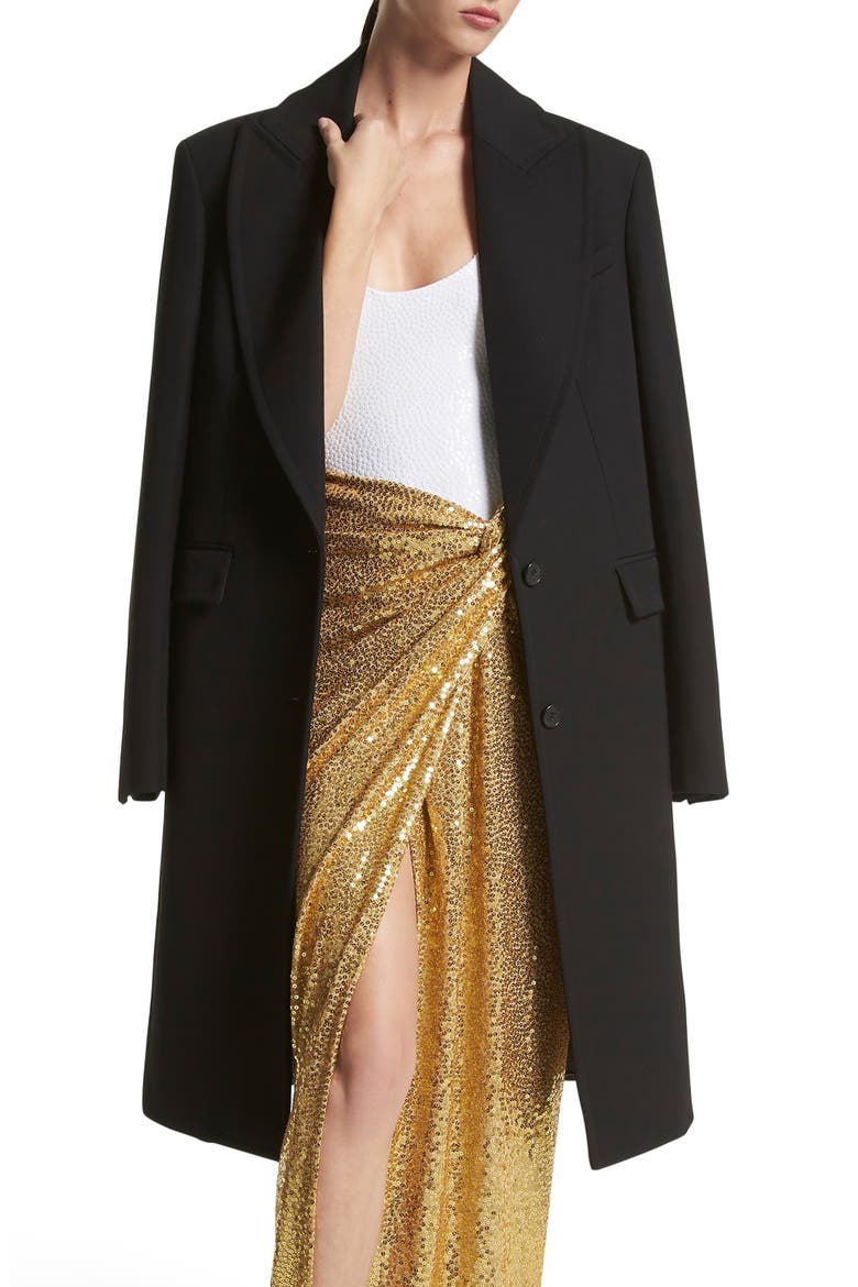 Bonded Wool Blend Gabardine Chesterfield Coat, Main, color, BLACK