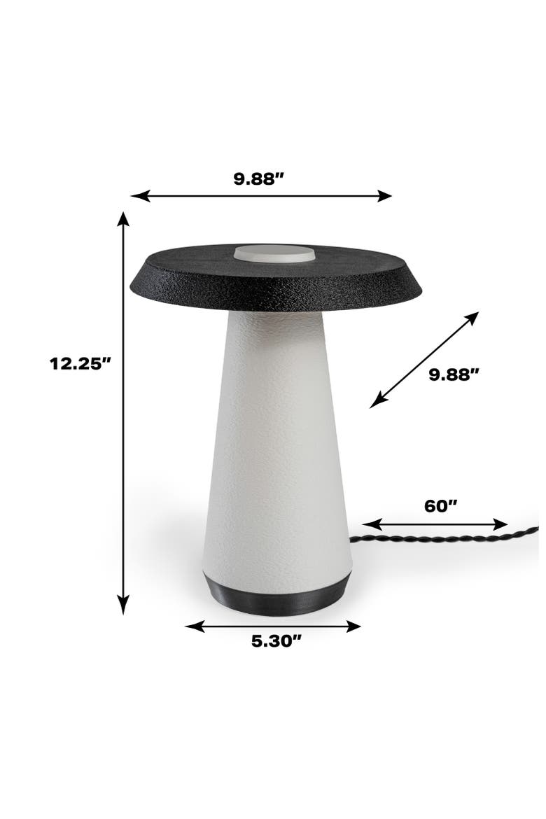 Bruno 12.25" Mid-Century Minimalist Plant-Based PLA 3D Printed Dimmable LED Table Lamp, Alternate, color, White/Black with White Shade