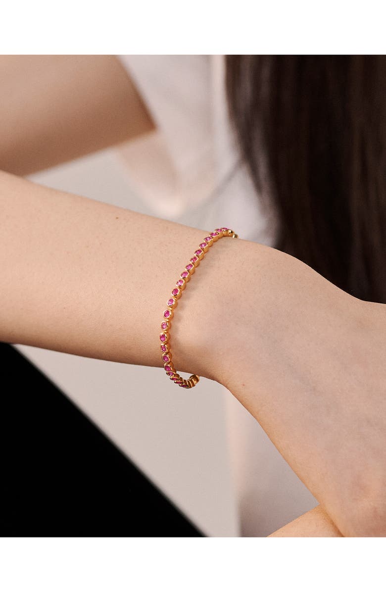 Monica Vinader Essential Stone Tennis Bracelet, Alternate, color, 18Ct Gold Vermeil/ Pink Quartz