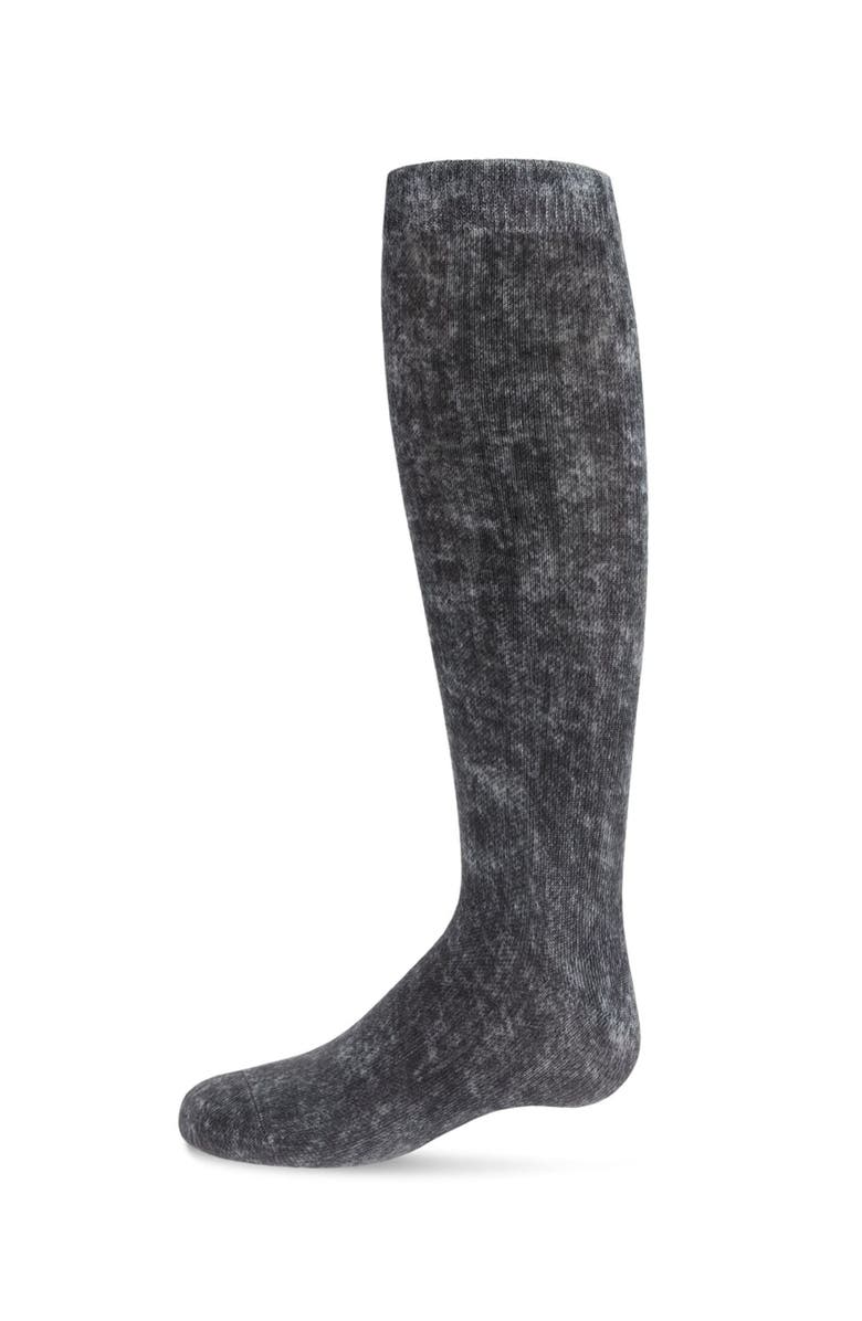 MeMoi Distressed Wash Denim-Look Knee High Socks, Main, color, Black