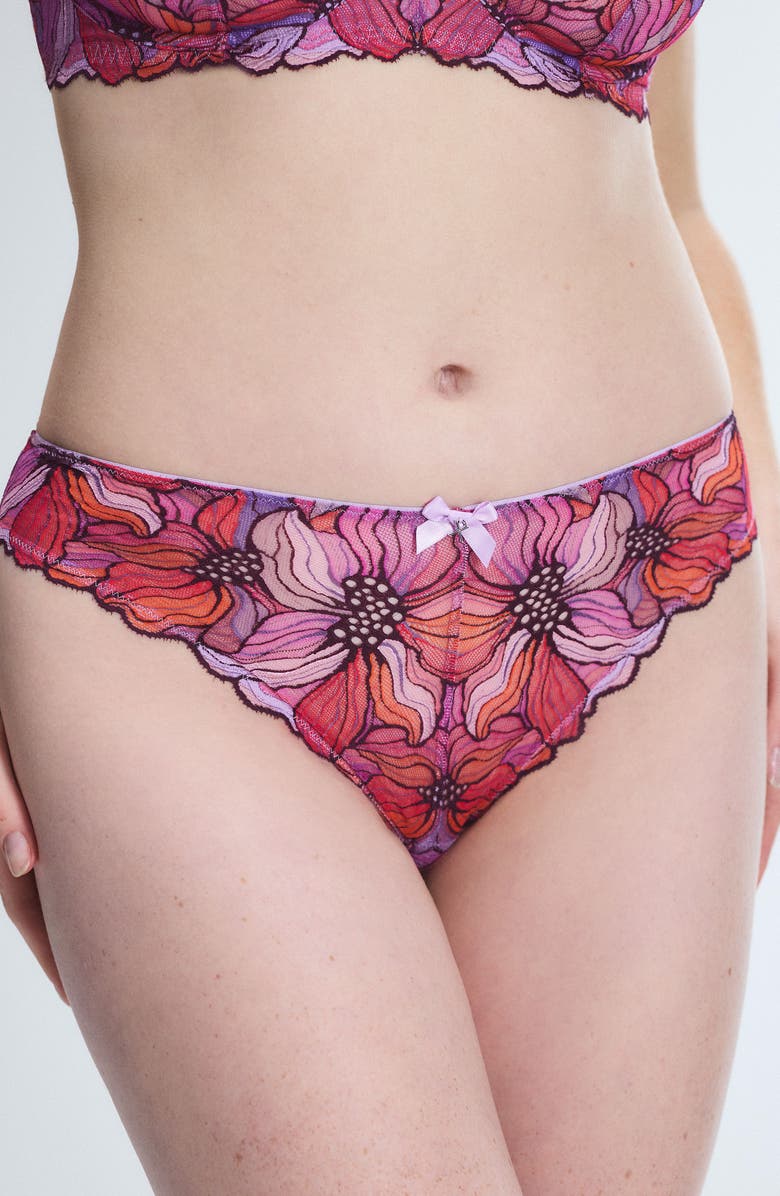 SAVAGE X FENTY Mosaic Floral Lace Cheeky Briefs, Alternate, color, Purple Opal