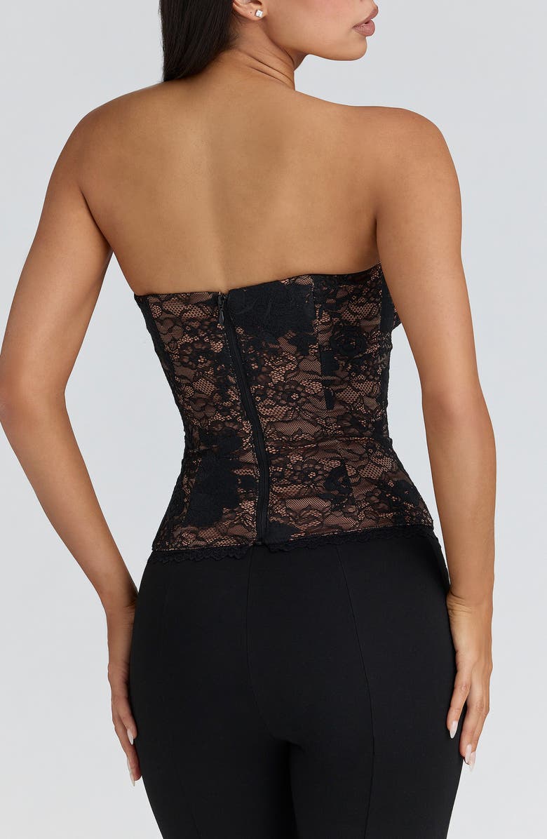 HOUSE OF CB Yara Strapless Lace Corset Top, Alternate, color, Black