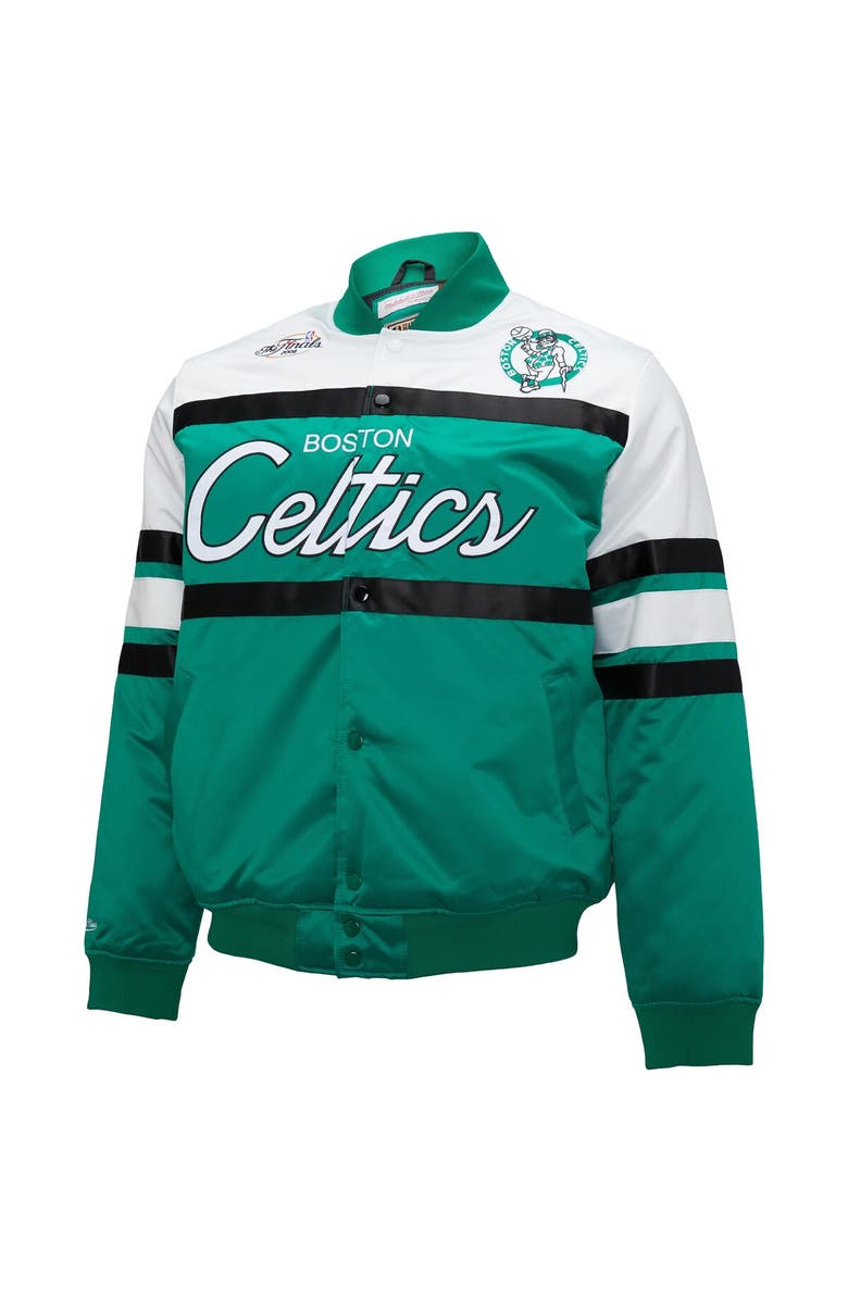 Mitchell & Ness Men's Mitchell & Ness Kelly Green/White Boston Celtics Big & Tall Heavyweight Full-Snap Satin Jacket, Alternate, color, Kelly Green
