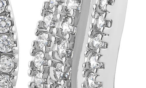 Cz By Kenneth Jay Lane Cubic Zirconia Triple Wave Hoop Earrings In Metallic