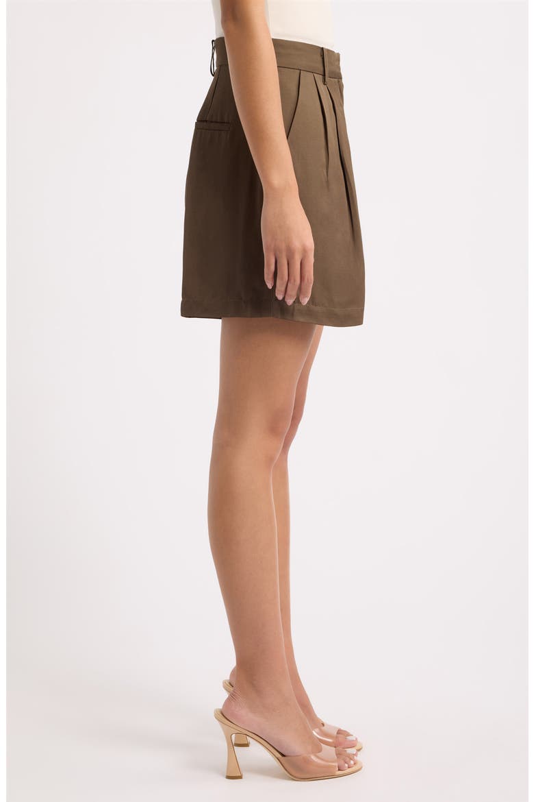 Pleated High Waist Shorts, Alternate, color, MUSHROOM