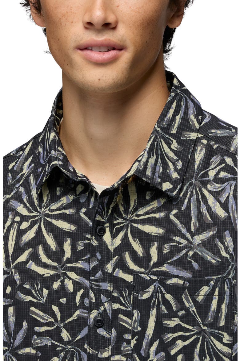 Hybridizer Short Sleeve Performance Button-Up Shirt, Alternate, color, BLACK GROUNDED
