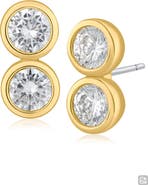 CZ by Kenneth Jay Lane Double Cubic Zirconia Bezel Stud Earrings