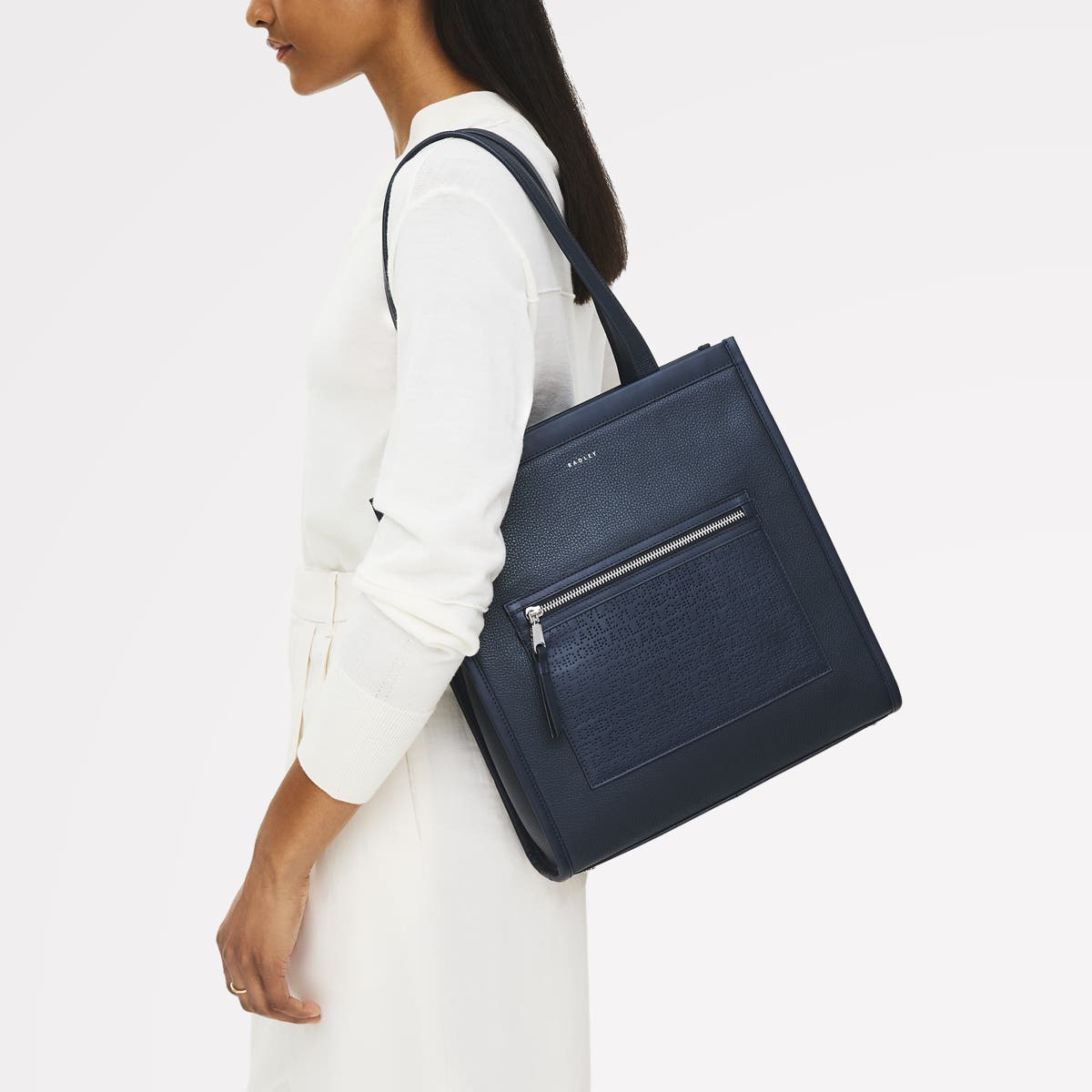 Radley Alba Place - Logo Medium Ziptop Tote Bag, Alternate, color, Ink