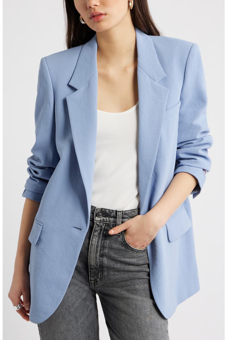Curator Crepe Relaxed Blazer, Main, color, BLUE UMBRA