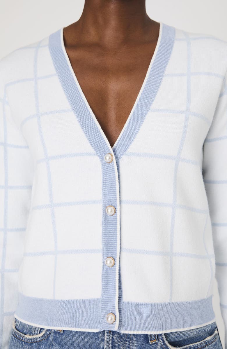 French Connection Check Cardigan, Alternate, color, Sum Wht-Sky Blue