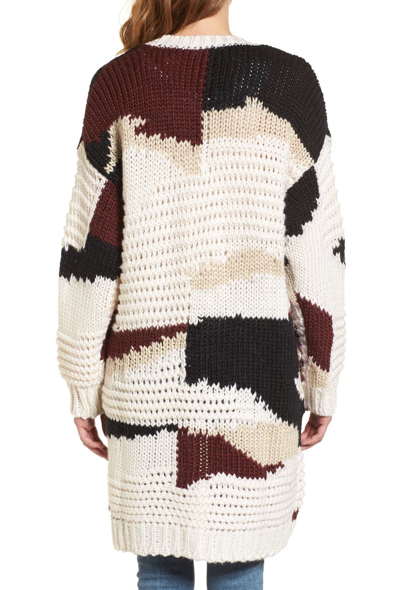 Chunky Fringe Cardigan, Alternate, color, PLUM