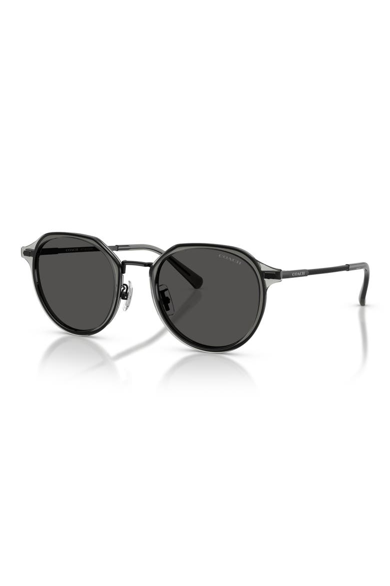 57mm Irregular Round Sunglasses, Alternate, color, SATIN BLACK / GREY SOLID