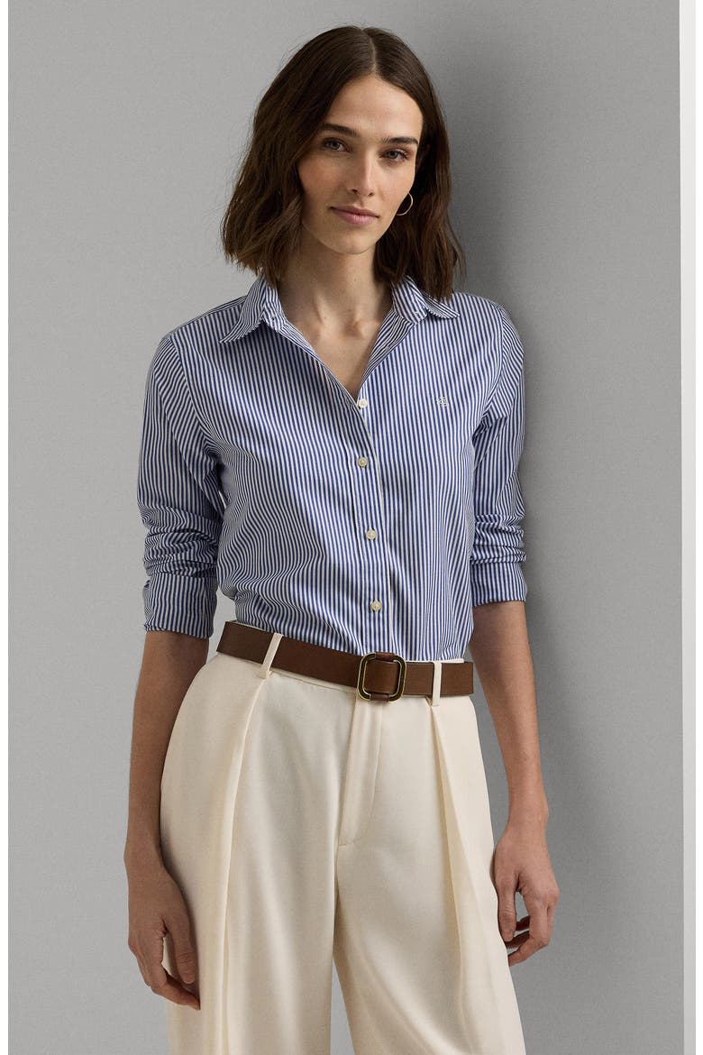 Stripe Easy Care Cotton Shirt, Alternate, color, BLUE/WHITE