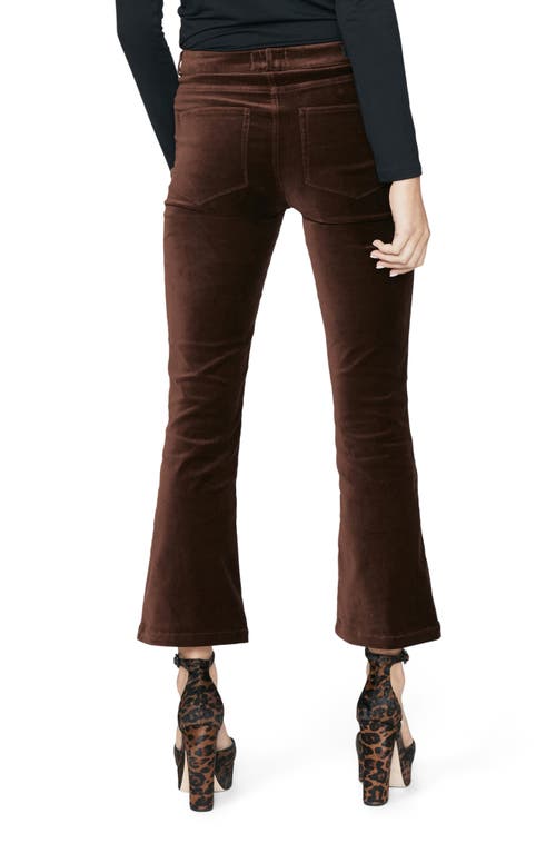 Paige Claudine Velvet Ankle Flare Pants In Brown