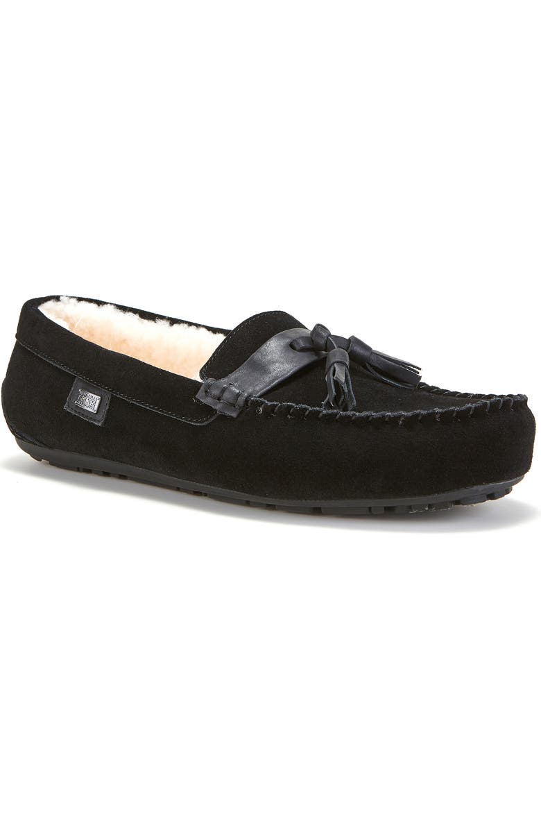 Australia Luxe Collective Hamilton Genuine Shearling Lined Tassel Loafer, Main, color, Black