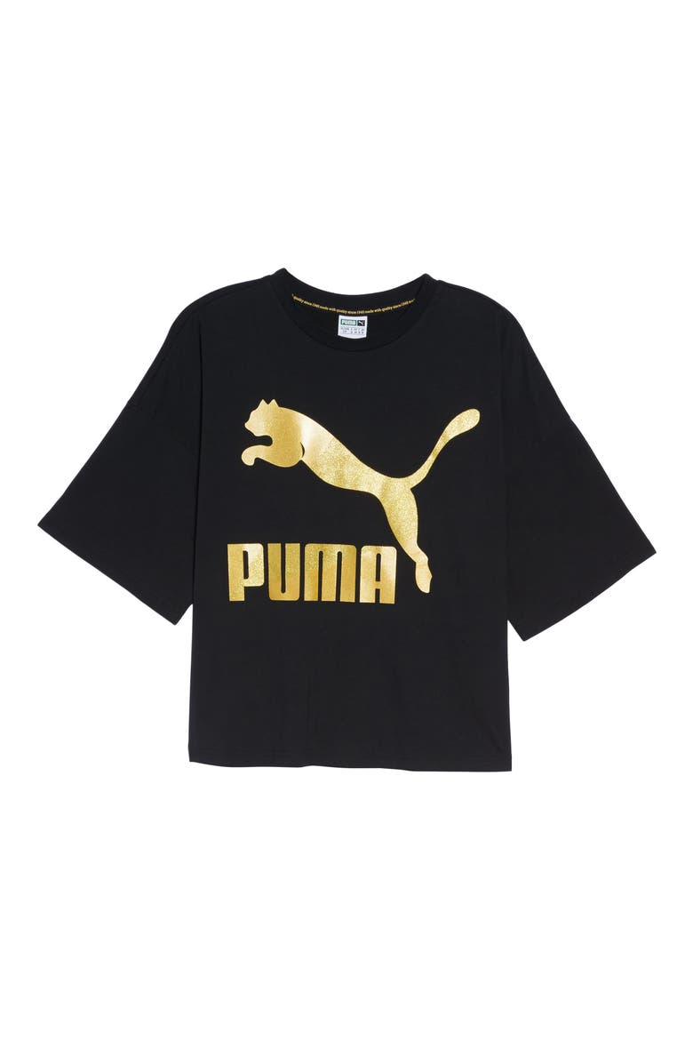 Glam Oversize Tee, Alternate, color, PUMA BLACK-GOLD GLITTER