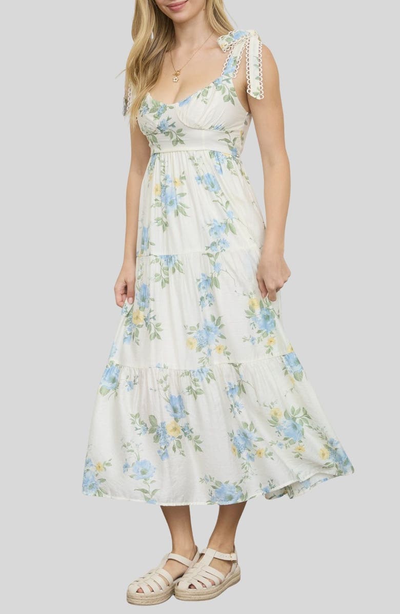 Blu Pepper Loop Trim Tie Shoulder Maxi Dress, Alternate, color,
