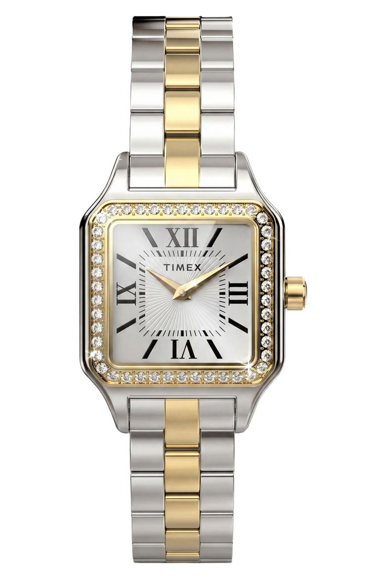 Addison Crystal Bezel Bracelet Watch, 23mm, Main, color, SILVER/ GOLD