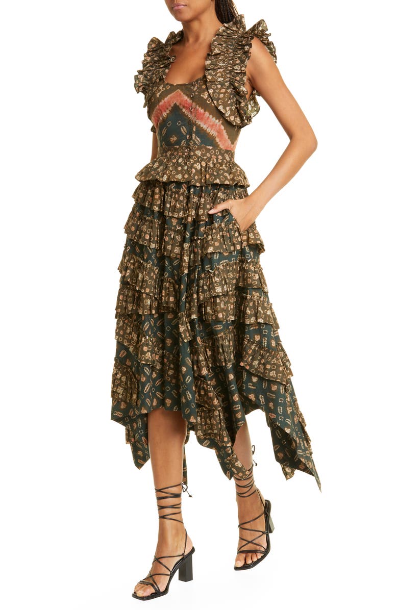 Ulla Johnson Nia Ruffle Midi Dress, Alternate, color,
