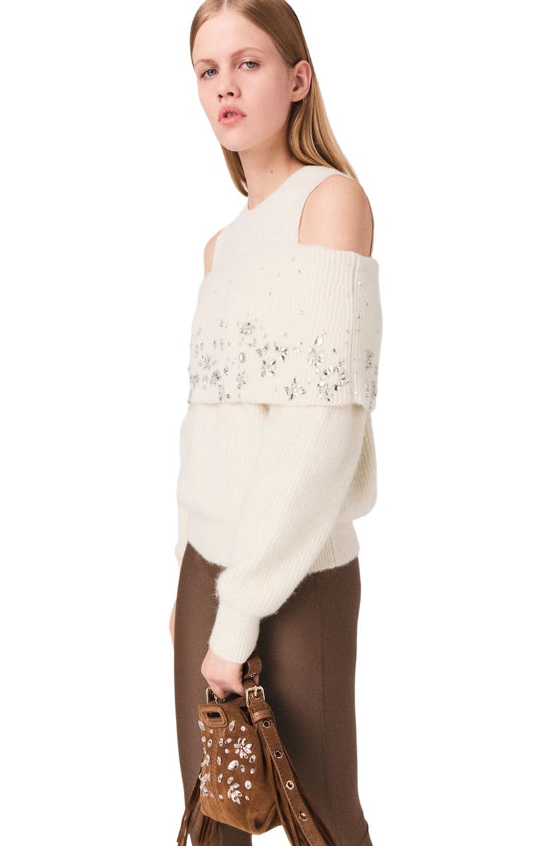 maje Off-the-shoulder sweater, Alternate, color, Ecru