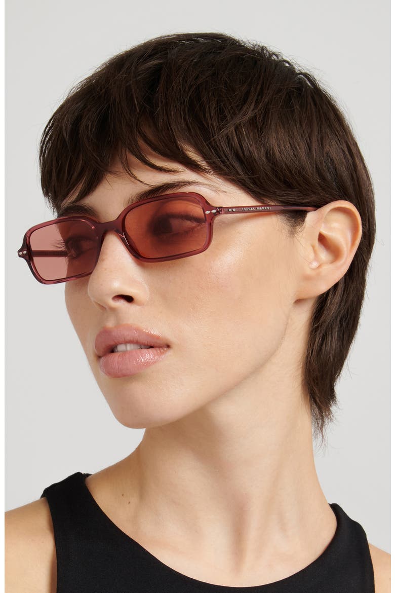 52mm Rectangular Sunglasses, Alternate, color, RED/ PINK