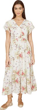 Yumi Floral Broderie Anglaise Wrap Midi Dress