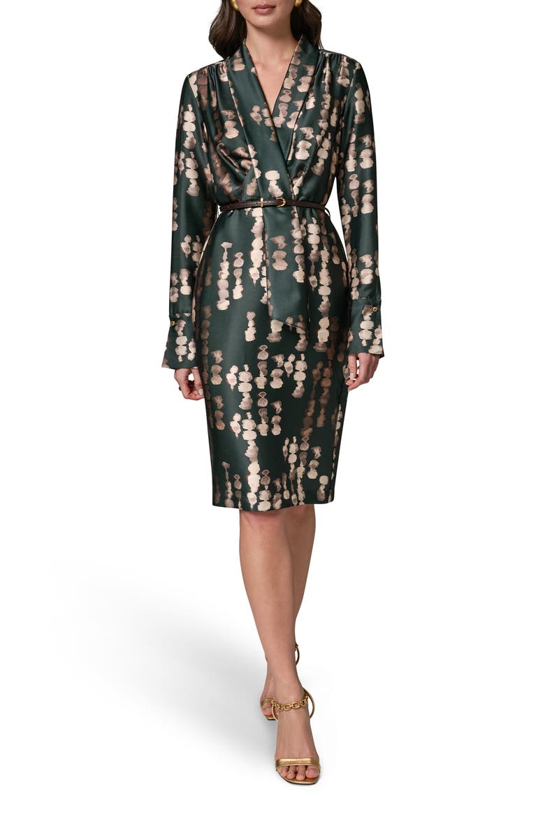 long sleeve belted dress (Women) The belt pulls the waist in and gives the whole silhouette a clean Retro Denim Dress Women's Autumn