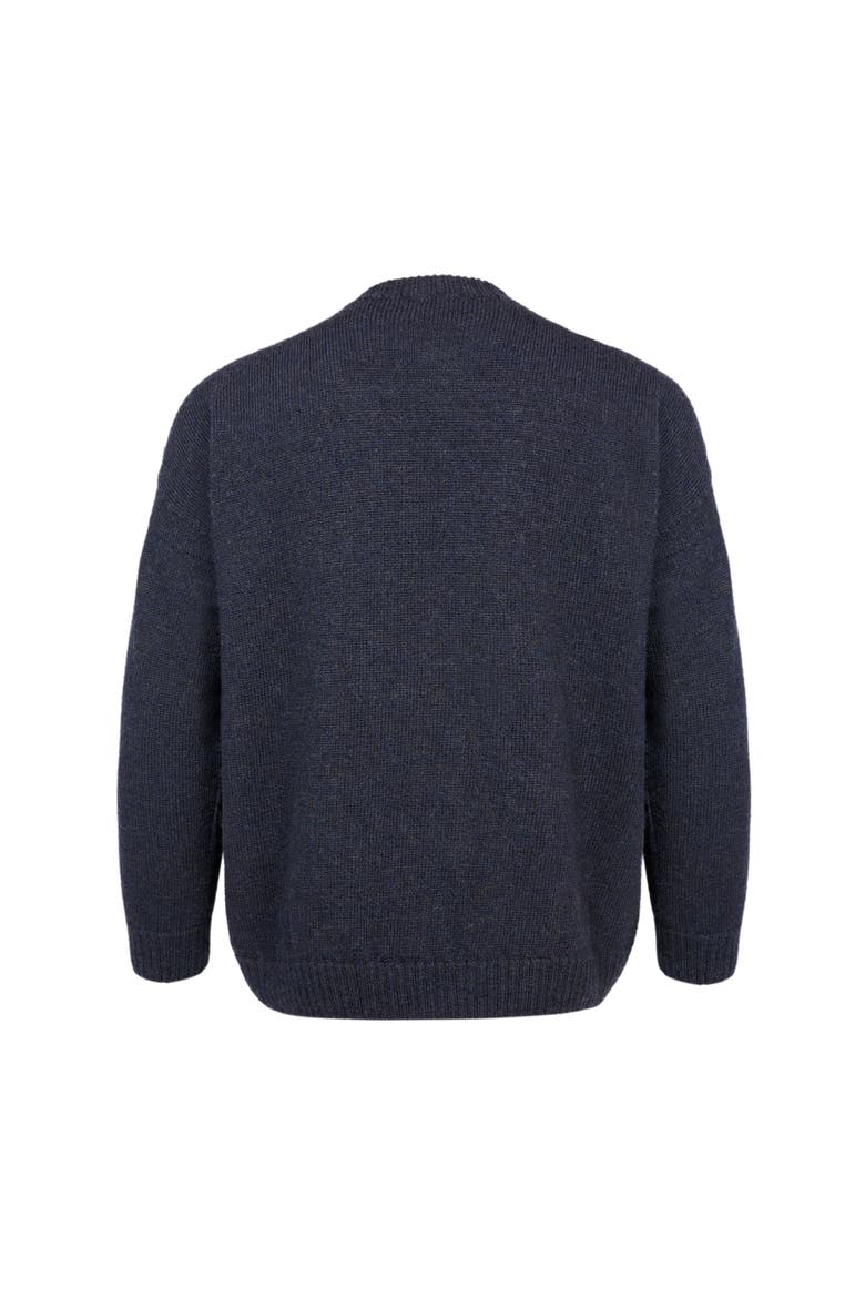 British Wool Gansey Sweater, Alternate, color, DARK NAVY