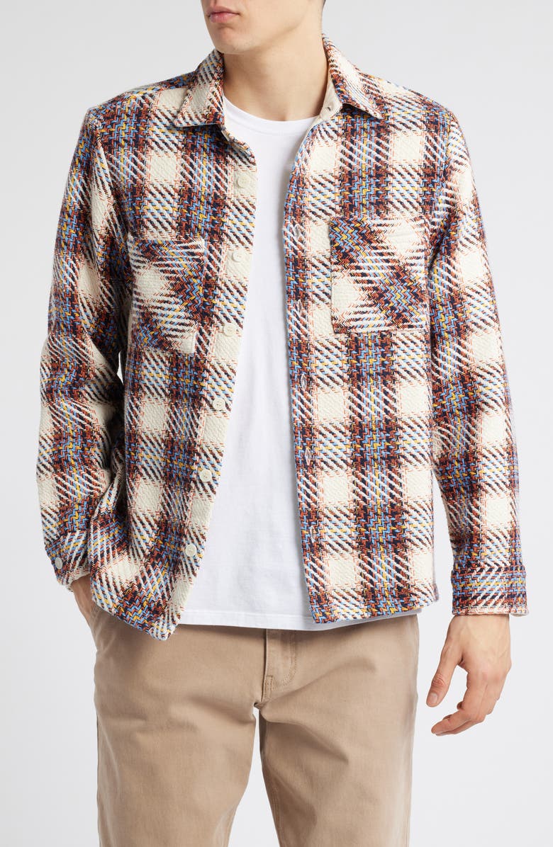 Wax London Whiting Hutton Plaid Cotton Blend Overshirt, Main, color, 