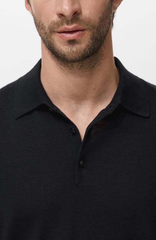 Mango Wool Sweater Polo In Black