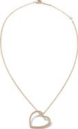 LANA 14K Gold Graduating Diamond Heart Pendant Necklace
